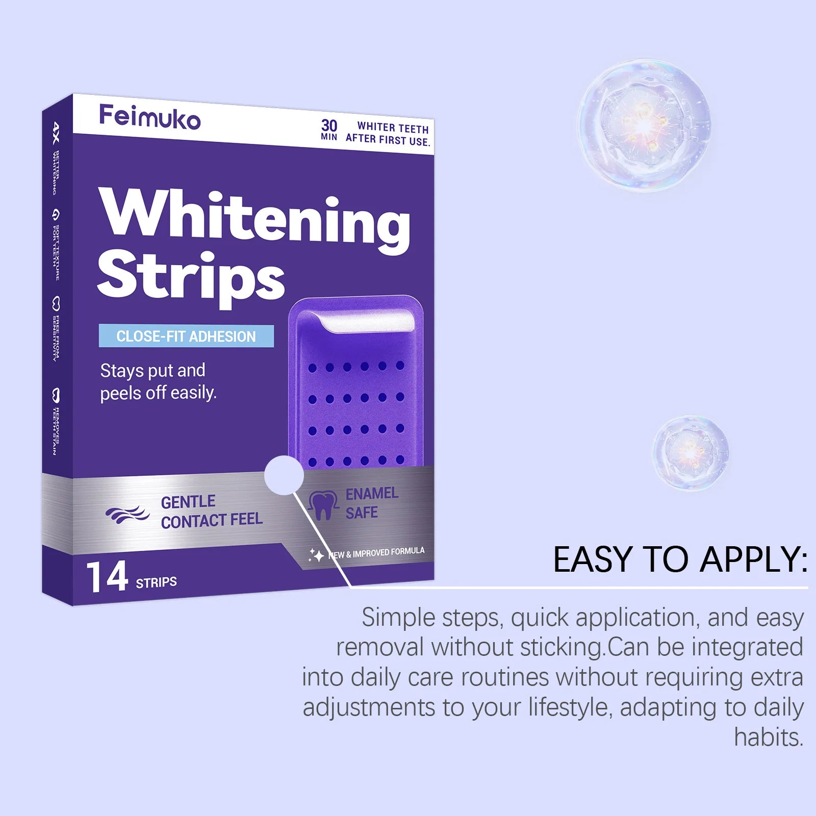 Purple Teeth Whitening Strips for Sensitive Teeth – Whiter Smile in Minutes